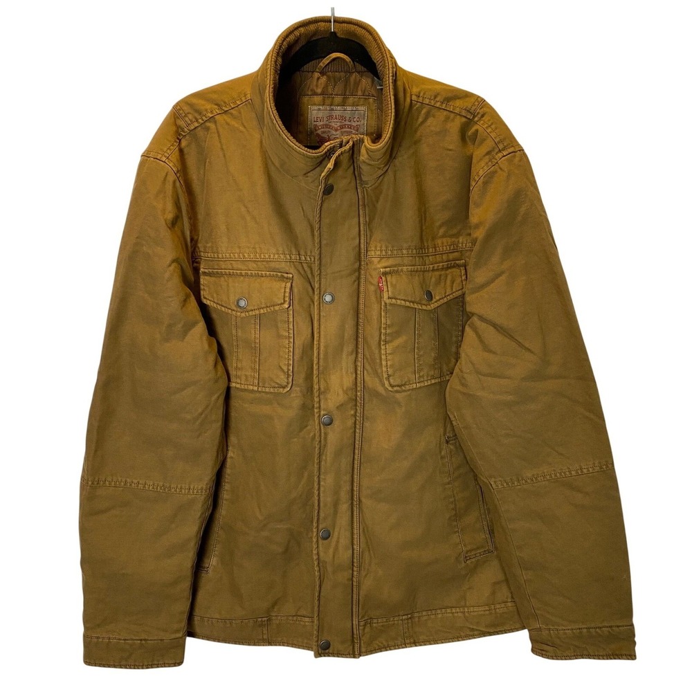 Levi Strauss Men's Twill Utility Jacket Size XXL Brown‎ Quilted Lined Snap Front